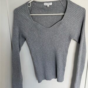 WYNTER Gray Ribbed Sweater Business Casual Small